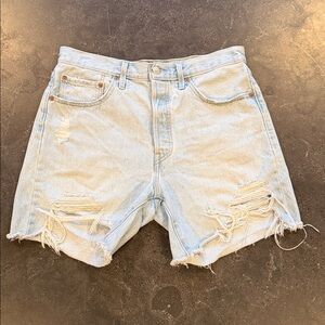 Light Wash Distressed Women's Denim Shorts